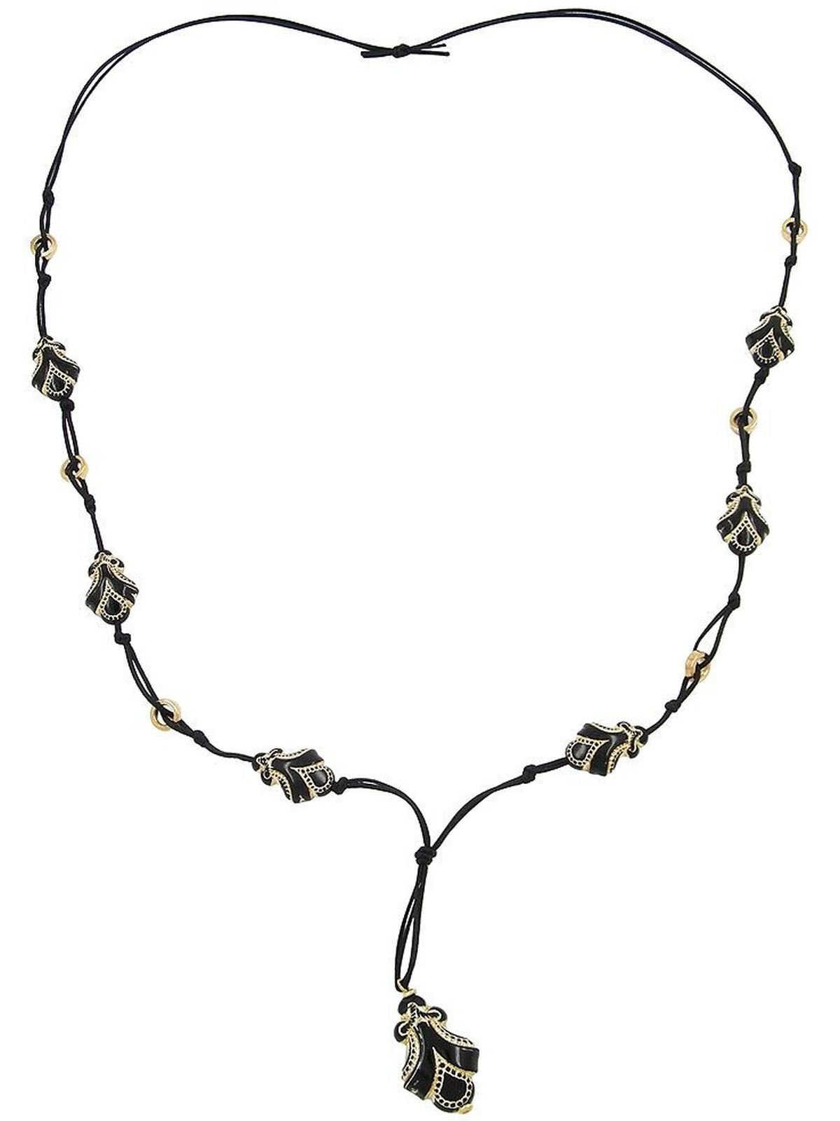 (1-tlg) Gallay Kette schwarz-goldfarben Perlenkette Effekt-Perle