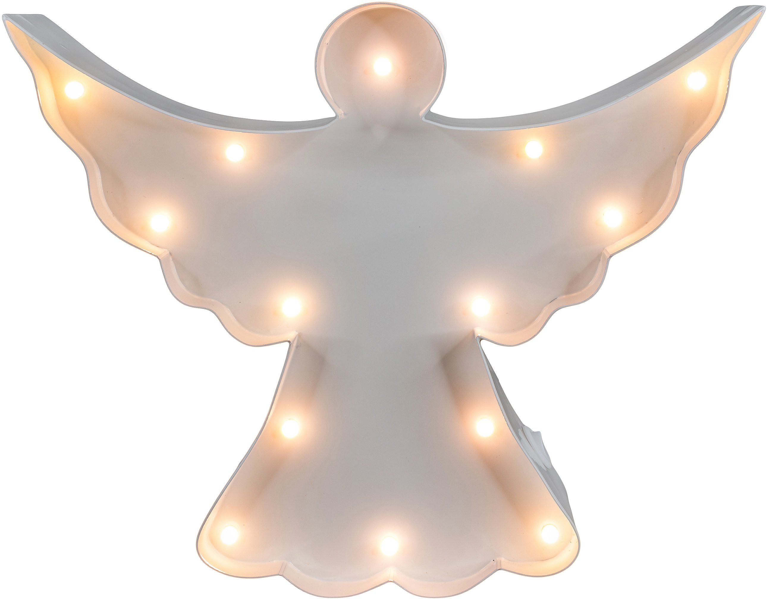 MARQUEE LIGHTS LED Dekolicht Angel, Warmweiß, mit integriert, LEDs LED Wandlampe, festverbauten Angel 14 - Tischlampe 23x19 fest cm