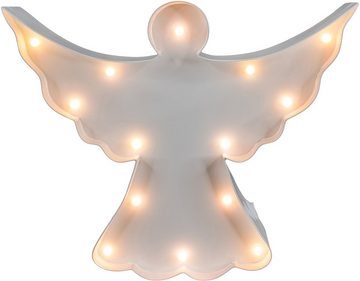 MARQUEE LIGHTS LED Dekolicht Angel, LED fest integriert, Warmweiß, Wandlampe, Tischlampe Angel mit 14 festverbauten LEDs - 23x19 cm