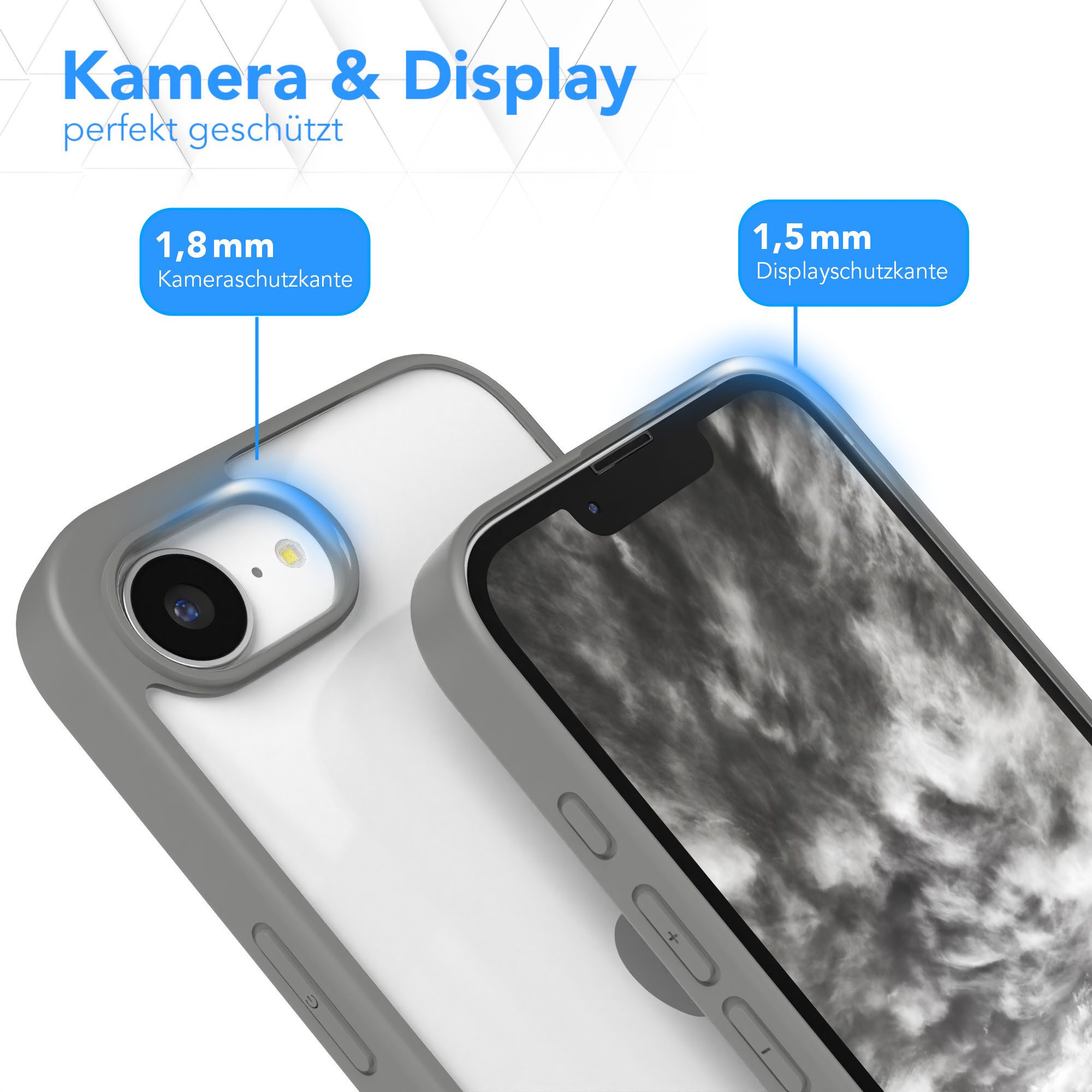 EAZY CASE Handyhülle Bumper Case für Apple iPhone 16e 6,1 Zoll, Handyhülle Slimcover mit Kamreraschutz stoßfest Back Cover Grau