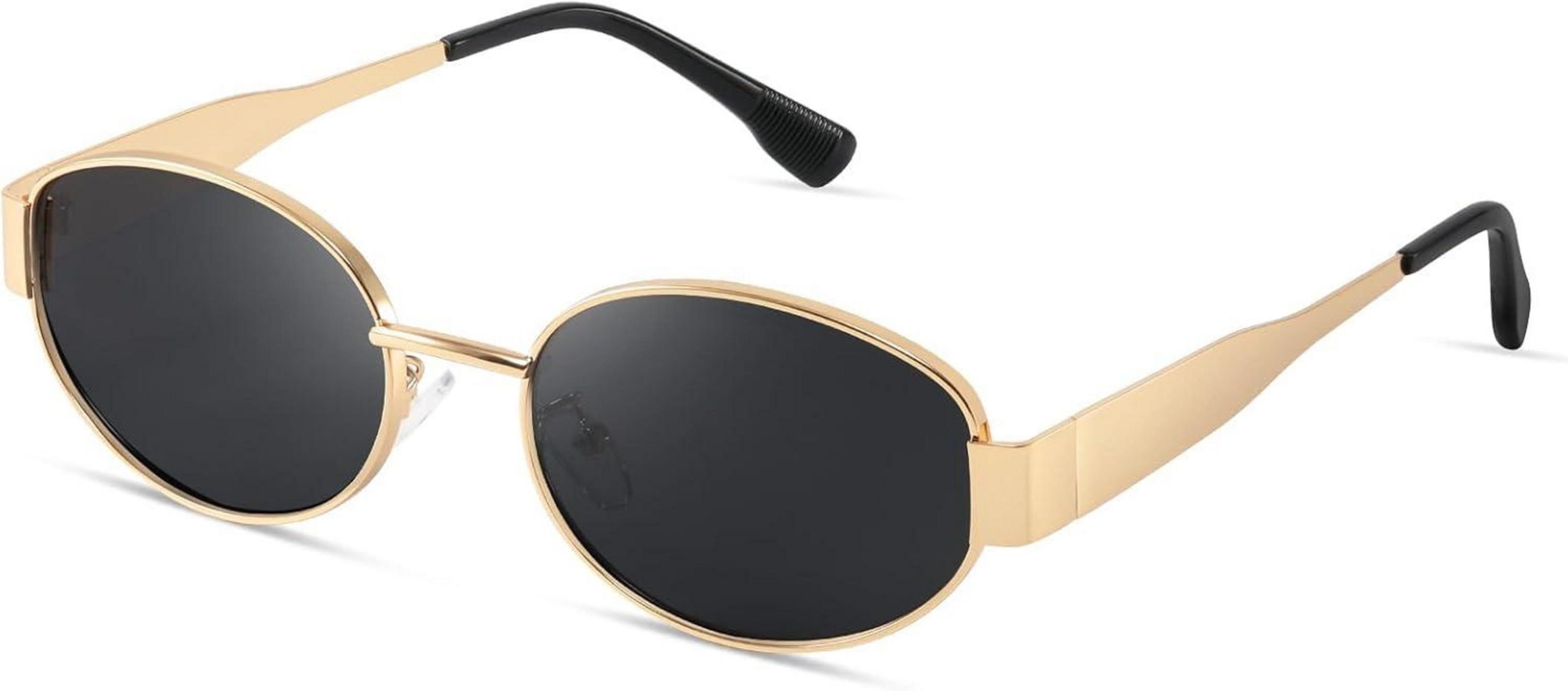 Retrosonnenbrille Polarisierte Sonnenbrille Damen Herren Retro Oval Gold Vintage UV400
