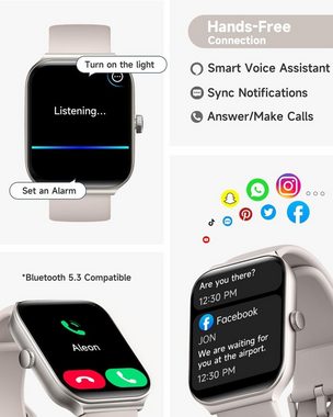TOOBUR Smartwatch (1,95 Zoll, iOS & Android), Alexa Eingebaut mit Telefonfunktion Fitnessuhr IP68 Wasserdicht Uhr