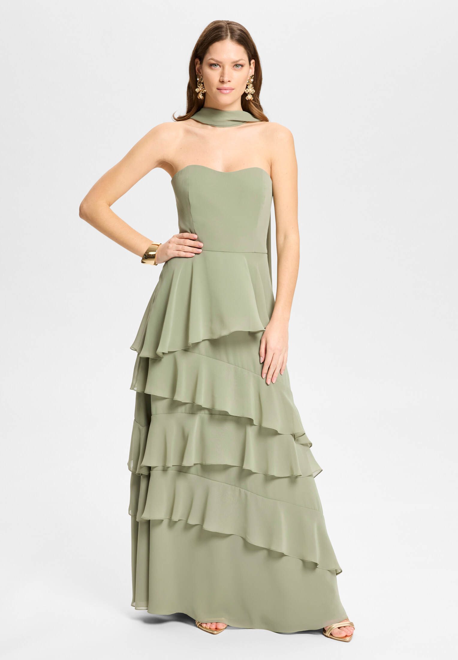 SWING Abendkleid - Abendkleid aus Chiffon mit Volants Taillierter Schnitt mit fließendem Rockteil