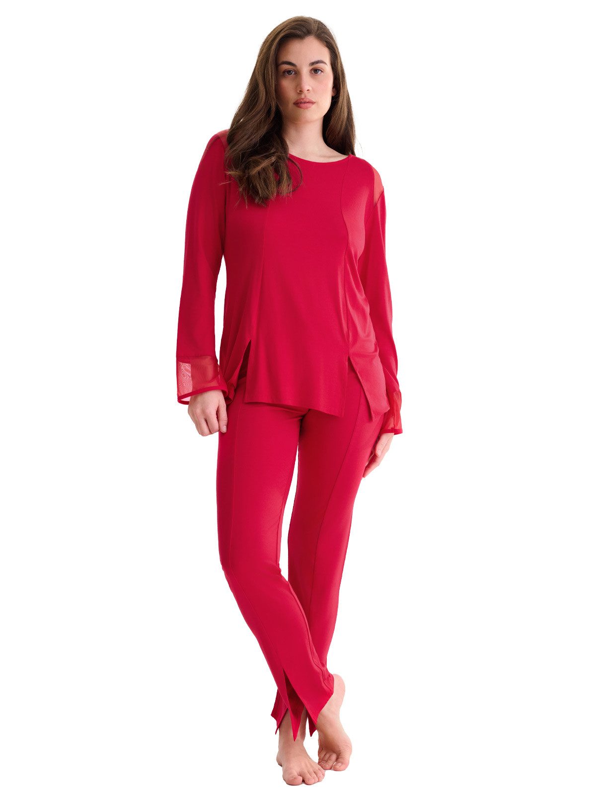 Pyjama Damen Pyjama Set lange Hose, Tunika langarm Roxann