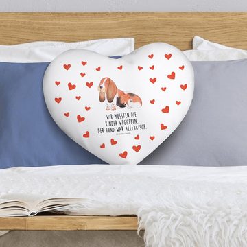 Mr. & Mrs. Panda Dekokissen Hund Basset Hound - Weiß - Geschenk, Herzform, lange Ohren, Kissen, k, Kuschelig weich