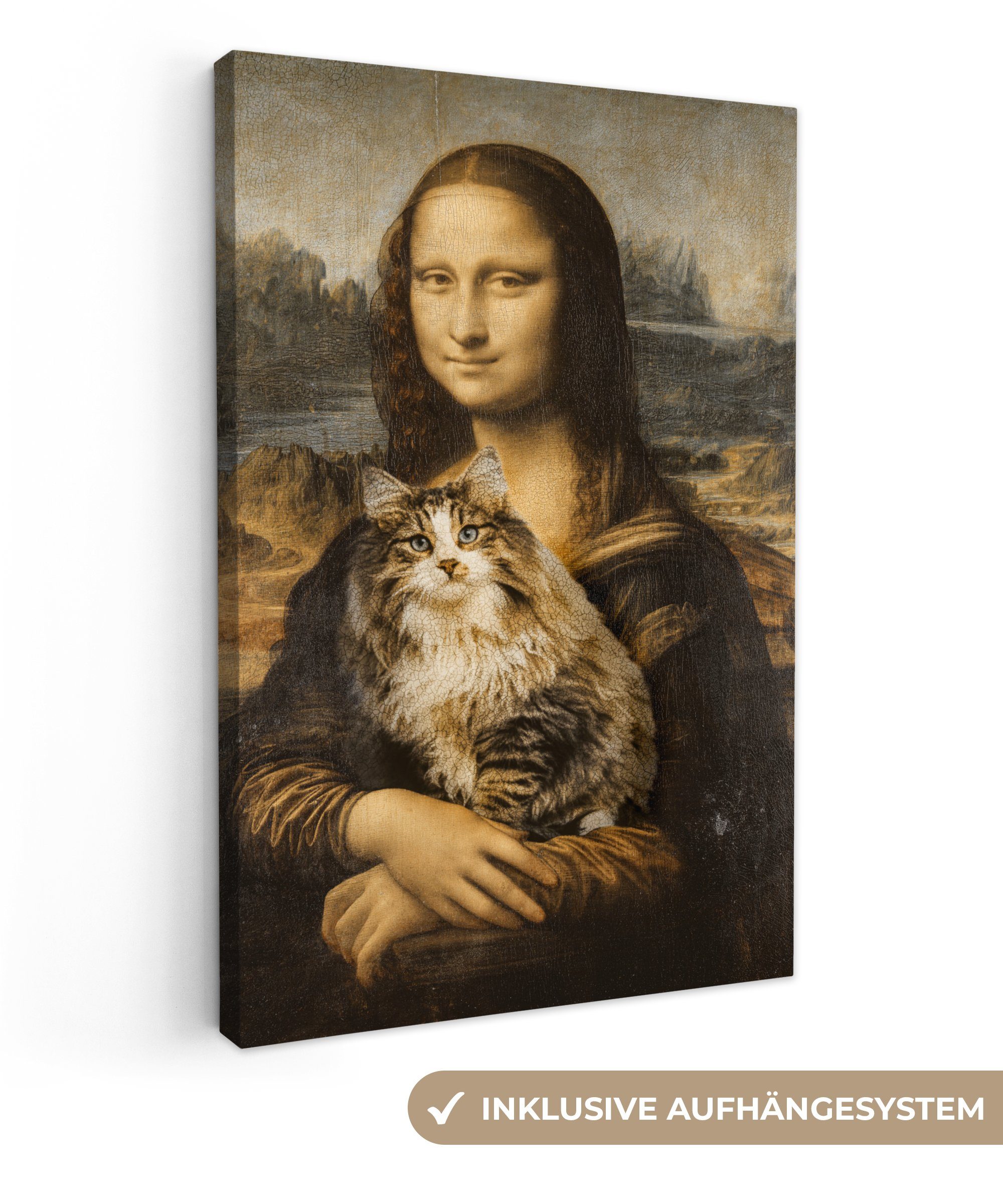 OneMillionCanvasses® Leinwandbild Mona Lisa - Katze günstig online kaufen