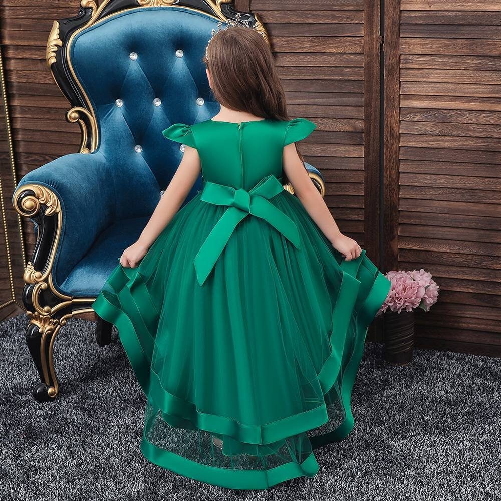 Vokuhilakleid Stickerei mit Kleid Mädchen (1-tlg) Kurzarm Abendkleid Grün LAPA