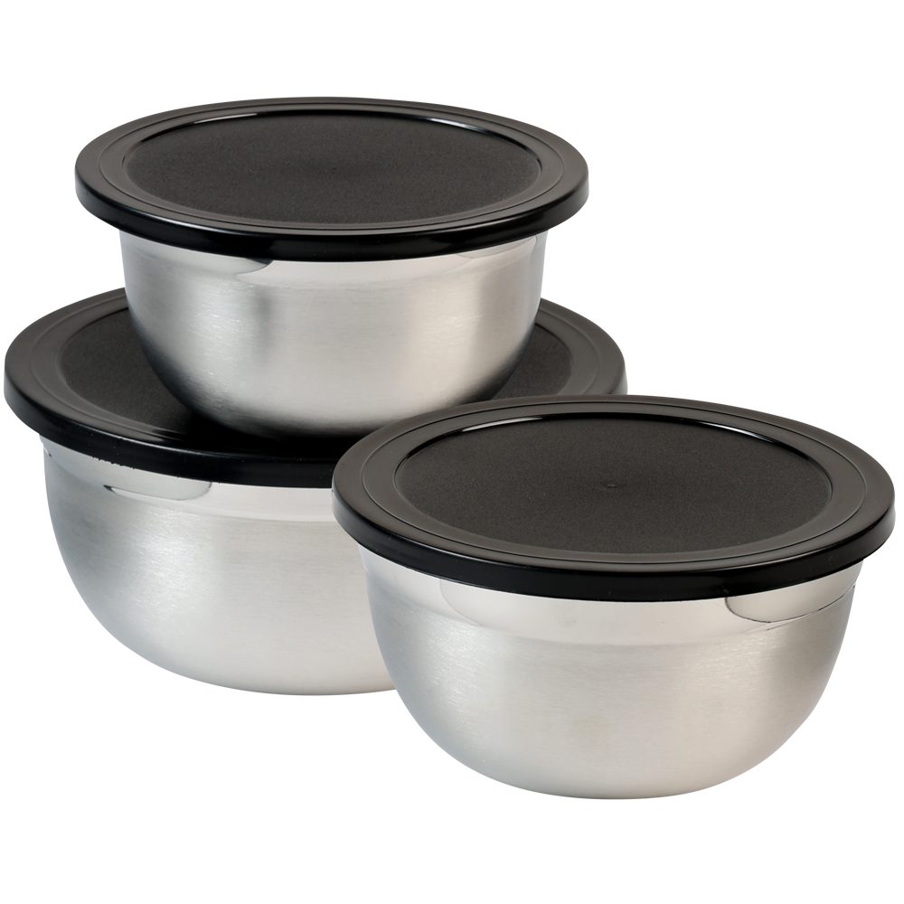 KESPER® Servierschüssel 3er Set, Rührschüssel, mit Deckel, Edelstahl, (Set, 3-tlg), mit Deckel