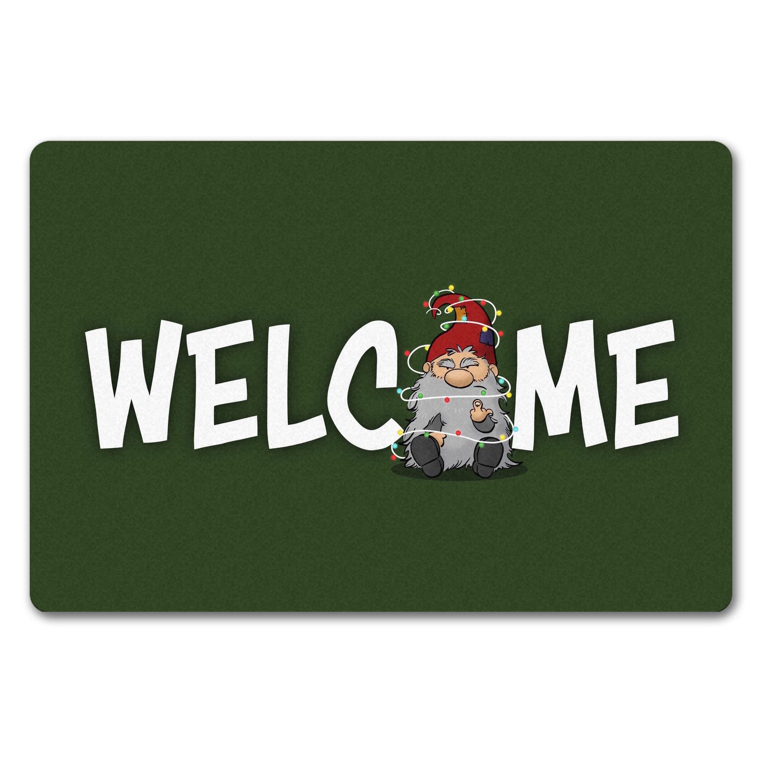 speecheese Fußmatte Grimmiger Wichtel Fußmatte in 40x60 cm ohne Rand mit Spruch Welcome
