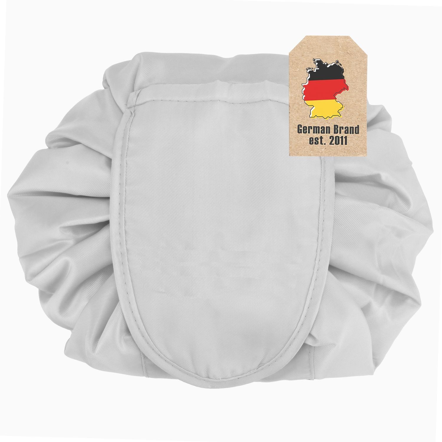 Intirilife Kosmetiktasche (Kulturbeutel mit Kordelzug in HELL GRAU, 1-tlg), Runder One Step Kosmetikbeutel Kosmetiktasche