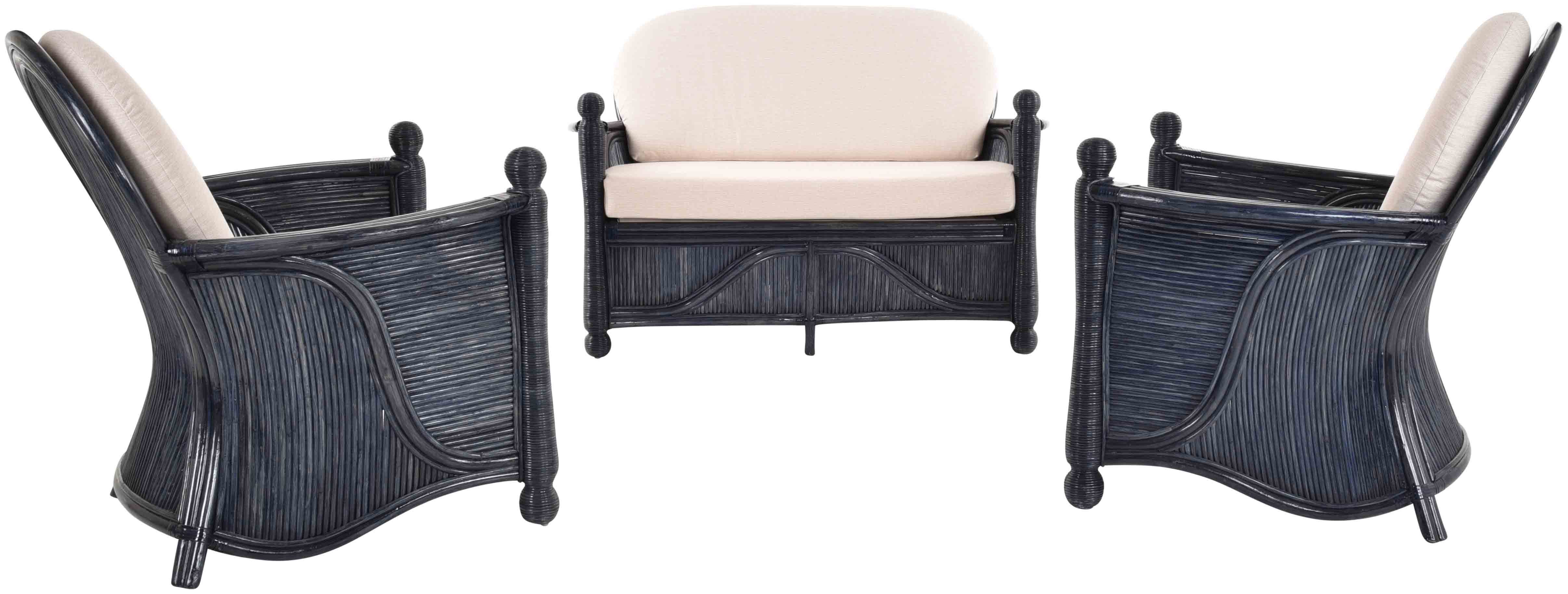 Krines Home Sitzgruppe Lounge Set Myra Sitzgruppe Rattan Wintergarten Garnitur für 4 Personen, (3-tlg), Rattanmöbel