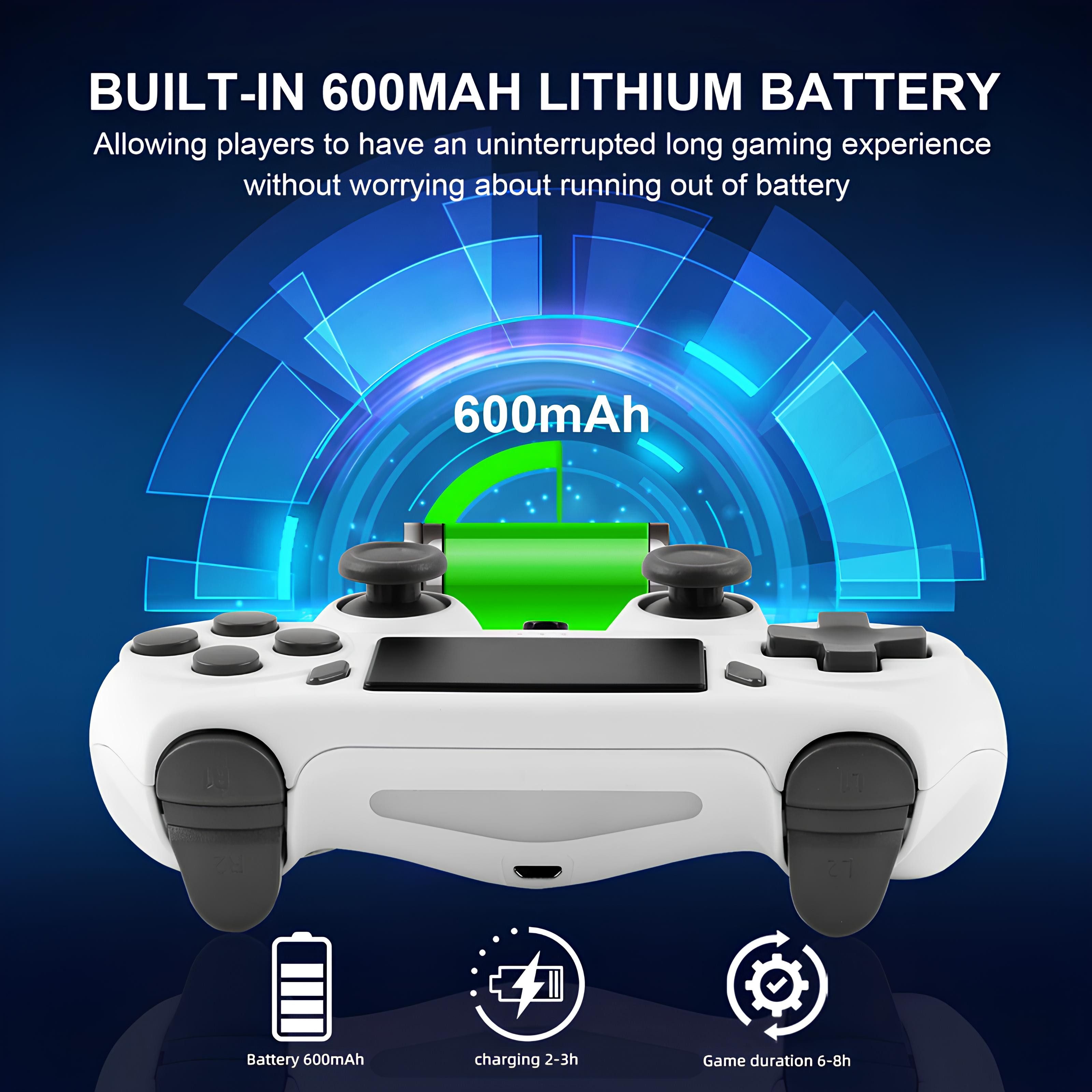 Athlix Gamepad Kabellos für PS4 PS3 PC, 6-Achsen Gyroskop Joystick Wireless Controller (8 Std. Akkulaufzeit, USB & Bluetooth, integriertes Touchpad) – Bild 3 von 5