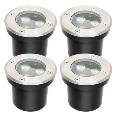 Clanmacy LED Einbaustrahler 3W LED Bodenleuchte Beleuchtung Bodenstrahler Aussen-Beleuchtung, 6er, LED wechselbar, Warmweiß