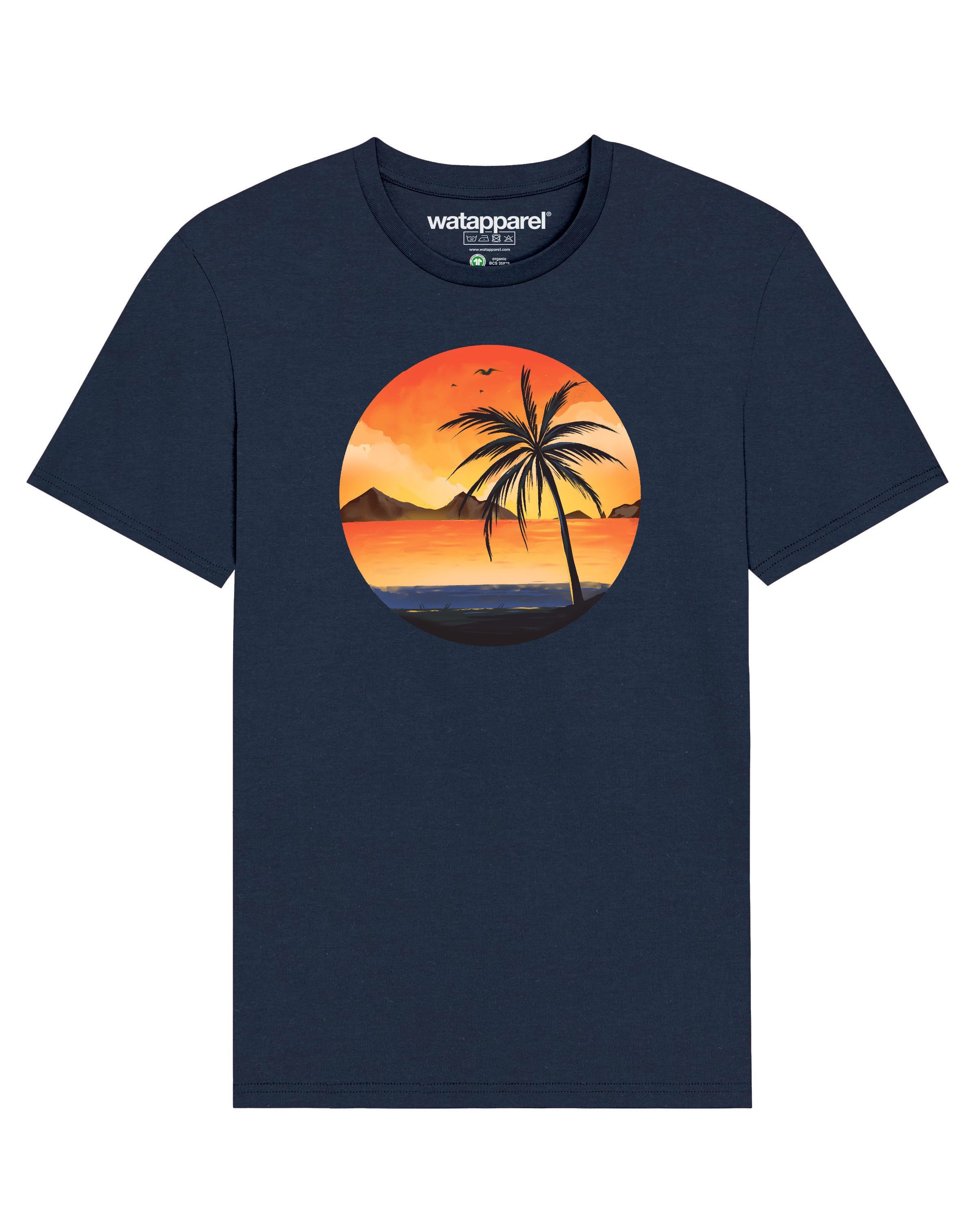 wat? Apparel Print-Shirt Sunset on palm beach (1-tlg) dunkelblau | T-Shirts