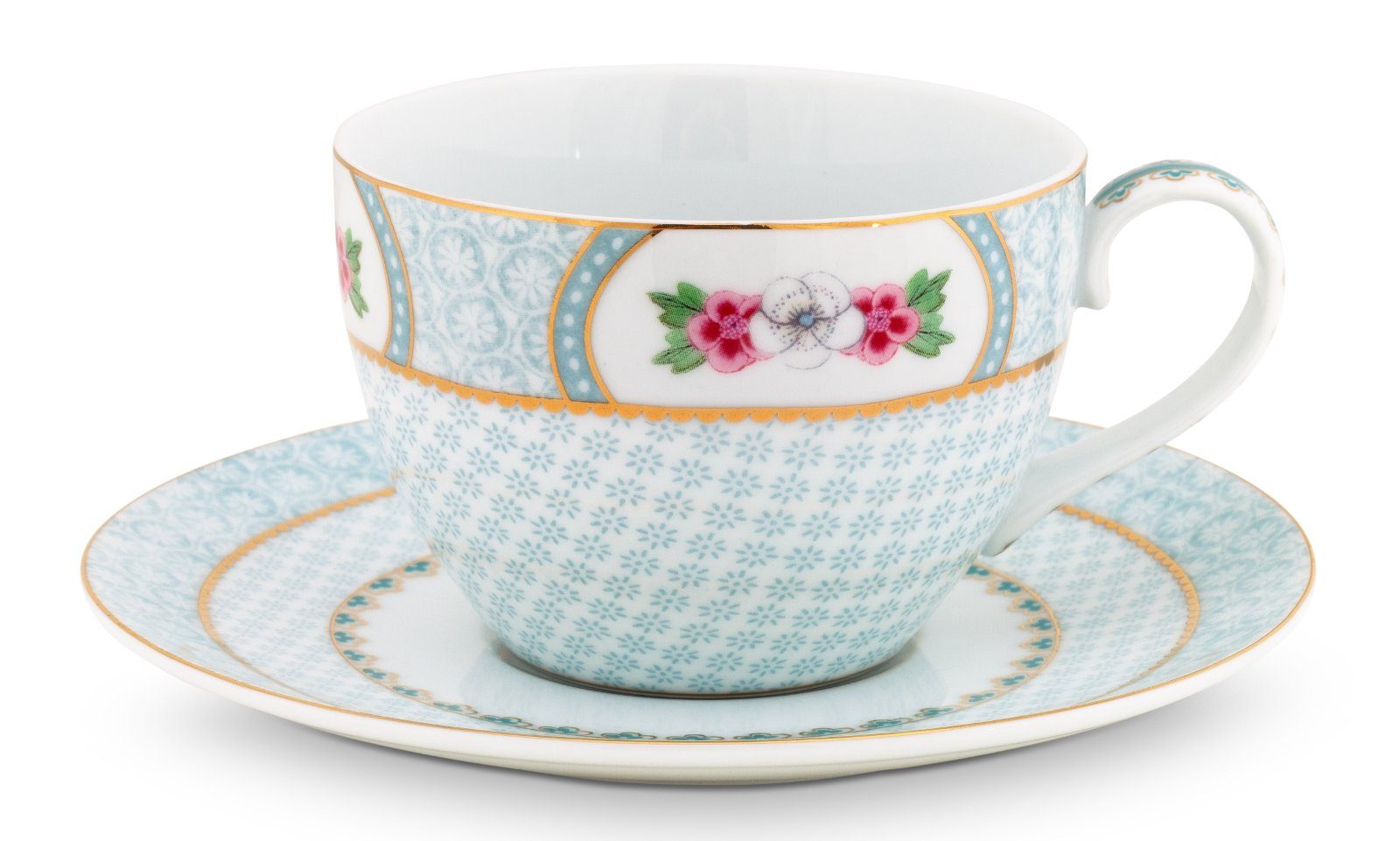 PiP Studio Tasse Blushing Birds Tasse mit Untertasse white 0,28 l, Porzellan, Cup & Saucer Blushing Birds White 280ml
