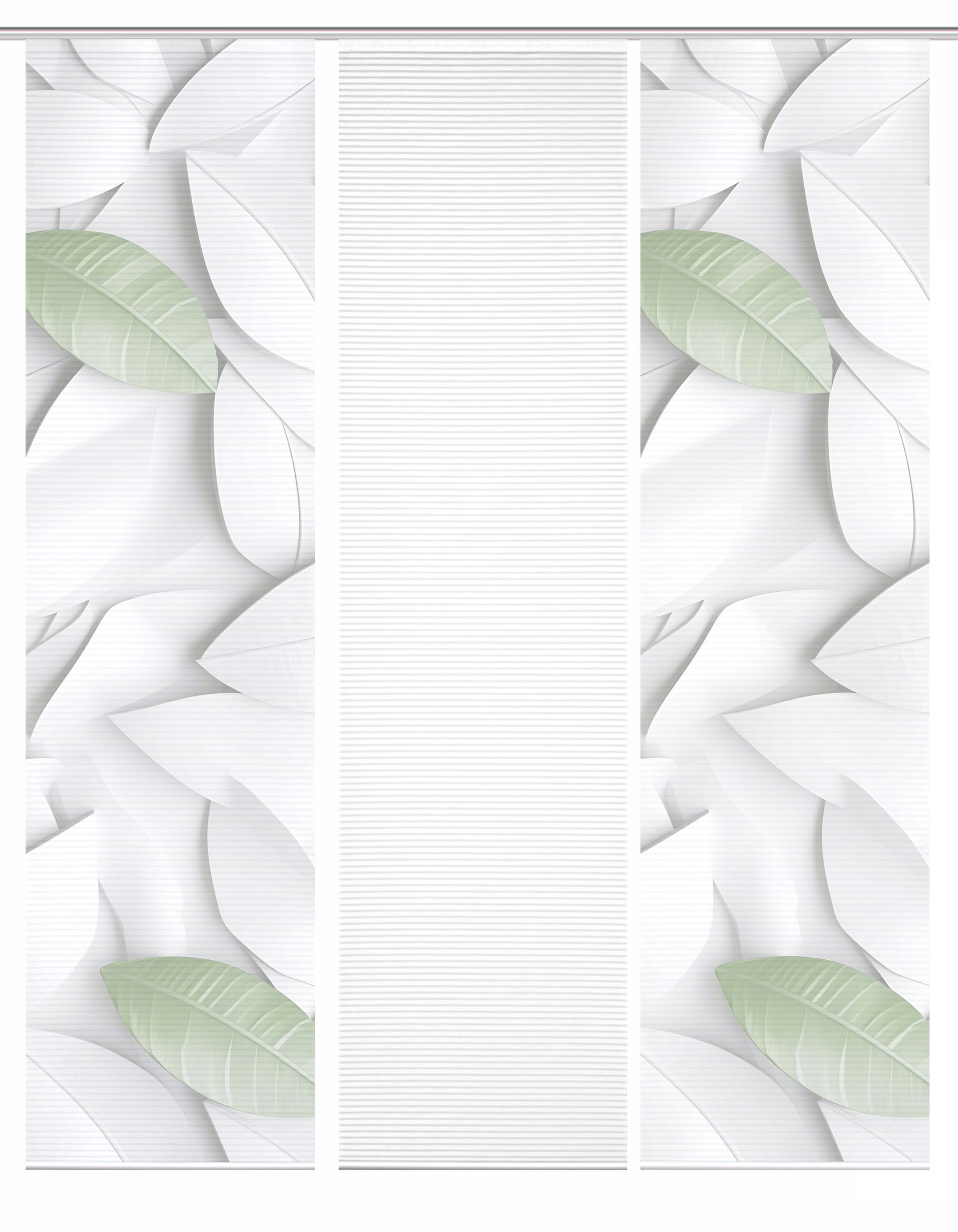 Schiebegardine HIG LISON Schiebegardine recyceltes Polyester, 245x60 cm, Blättermotiv, HOME in green, (3 St), Polyester (recycelt) Polyester