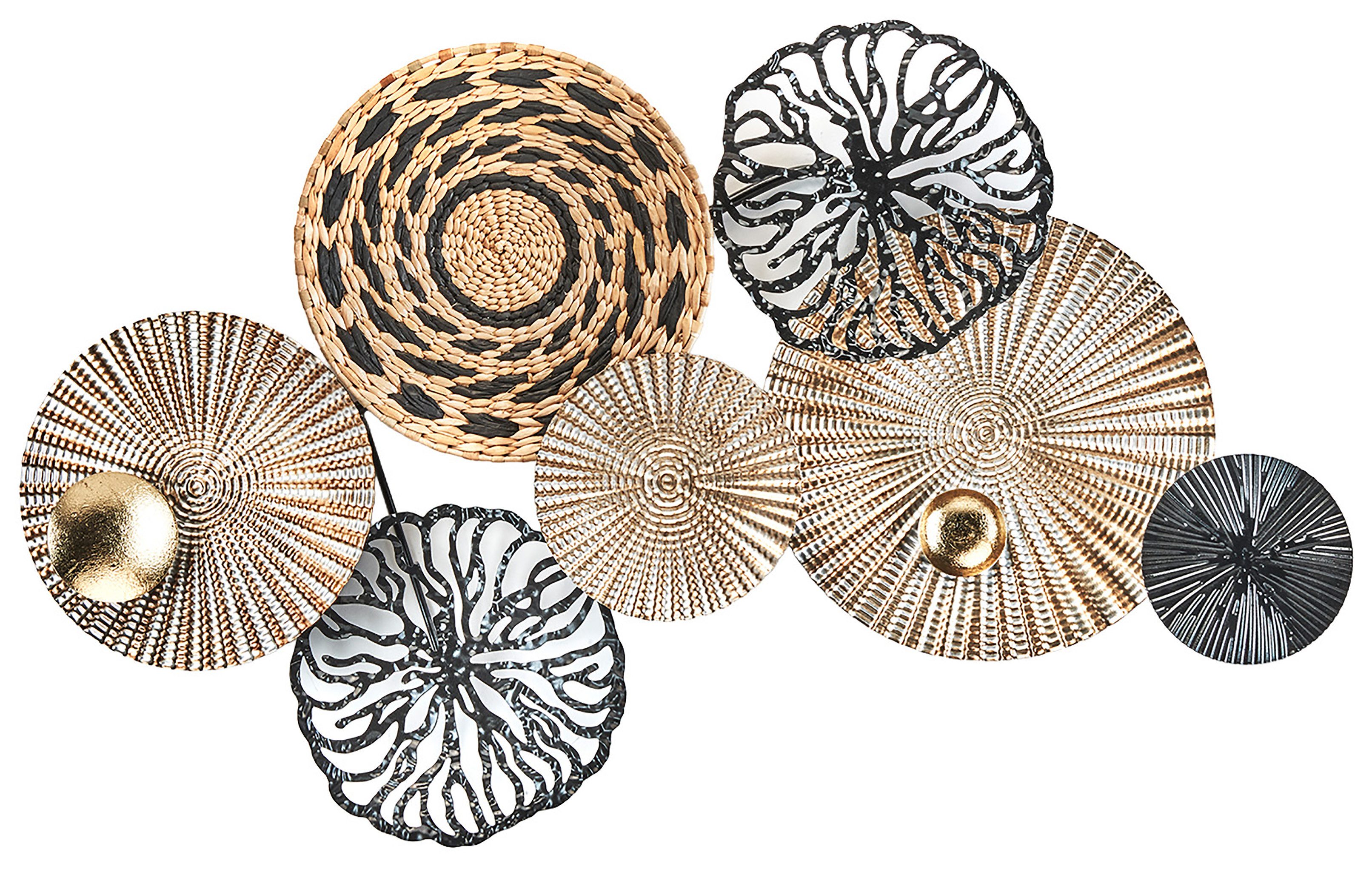 Kobolo Wandbild Wanddekoration SAVANNA aus Metall in Schwarz und Gold, Modern (Stück, 1 St), 79Lx50Hx8B cm