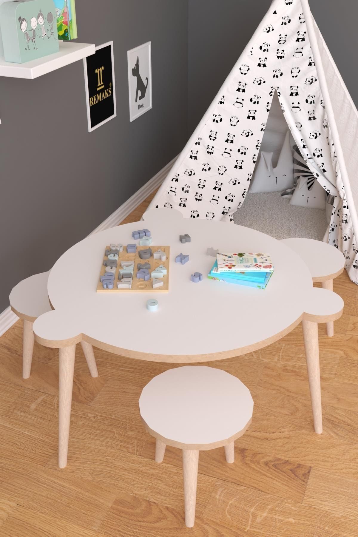 en.casa Esstisch (4-St., 1 Tisch und 3 Stühle), Beschreibbare, abwischbare Oberfläche 91330527