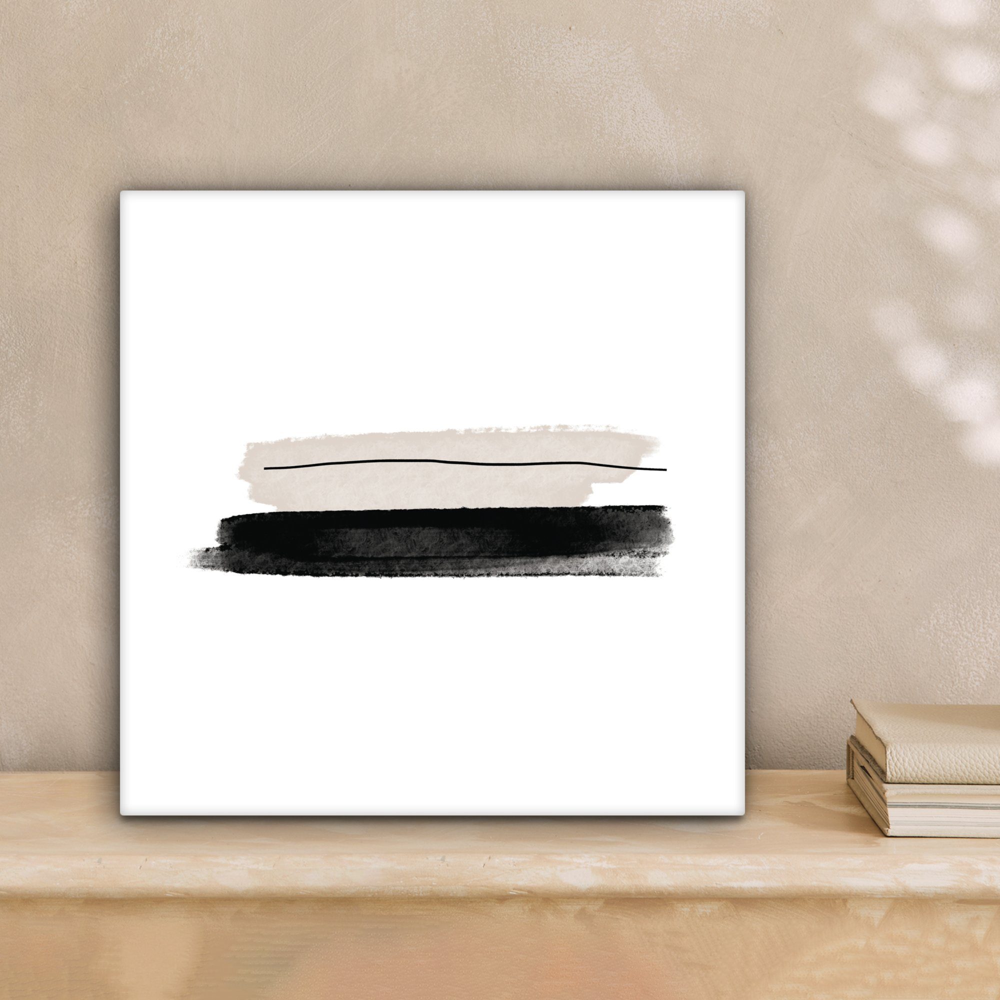 OneMillionCanvasses® Leinwandbild Abstrakt - Linien - Schwarz - Beige - Kun günstig online kaufen