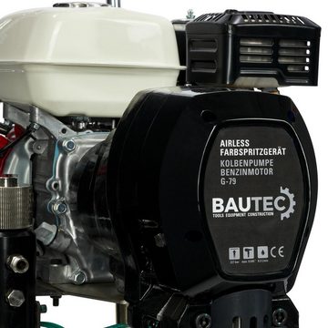 BAUTEC Farbsprühgerät Airless Farbspritzsystem G-79 mit benzinbetr. Kolbenpumpe » 8,3 l/min, (Komplett-Set)