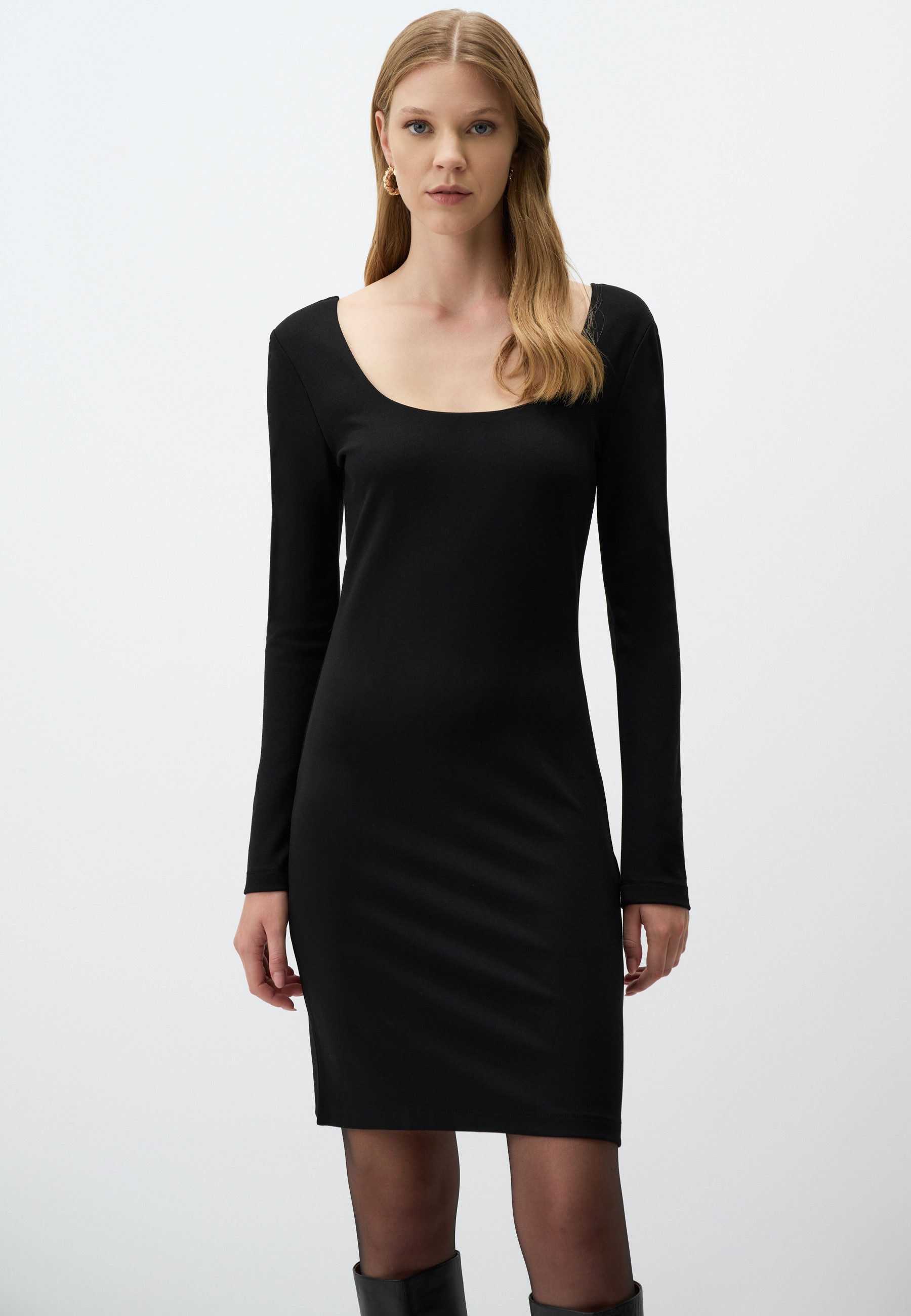 Jimmy Key Minikleid U-Ausschnitt Langärmlig Strick günstig online kaufen
