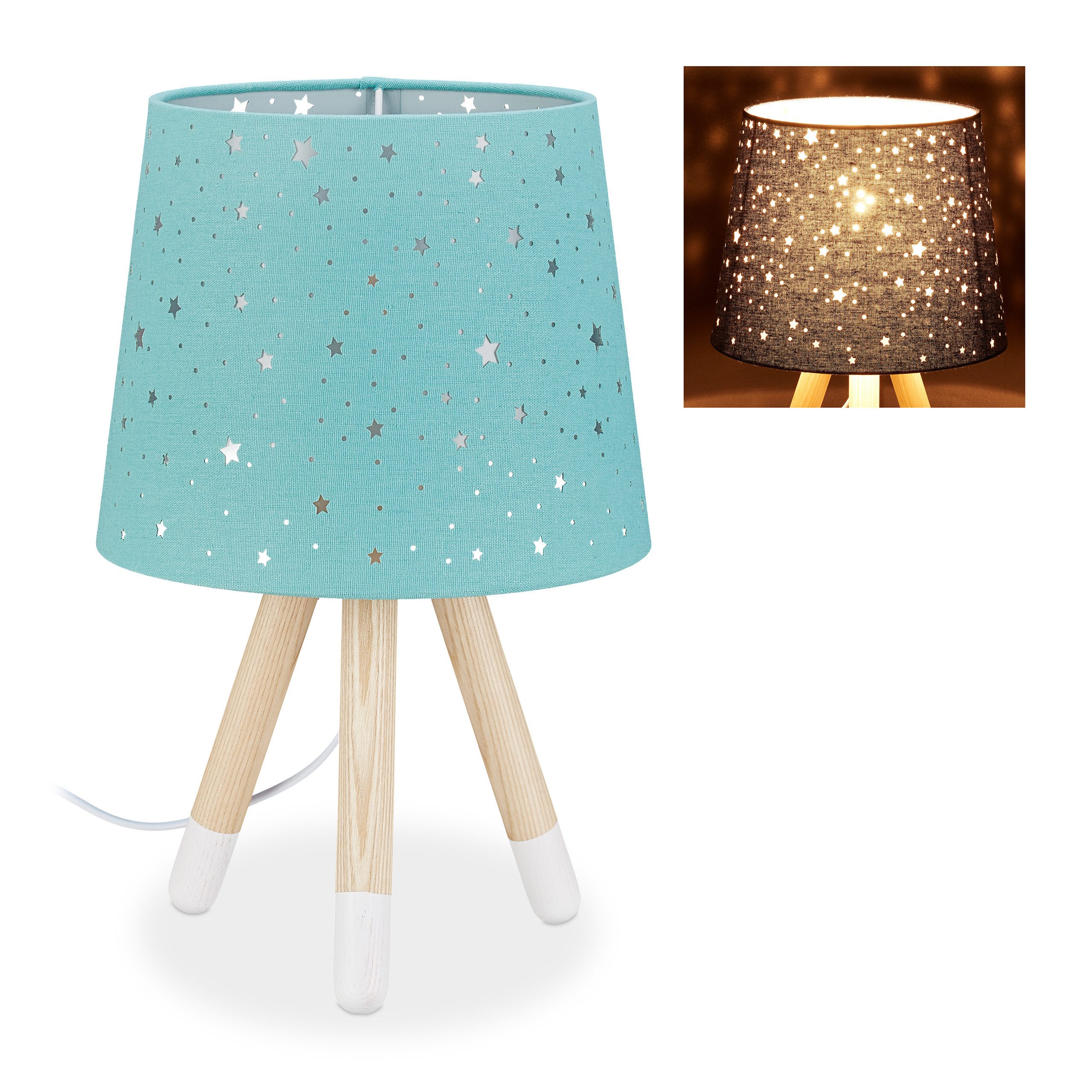 relaxdays Tischleuchte Tischlampe Kinderzimmer Sterne, Mint günstig online kaufen