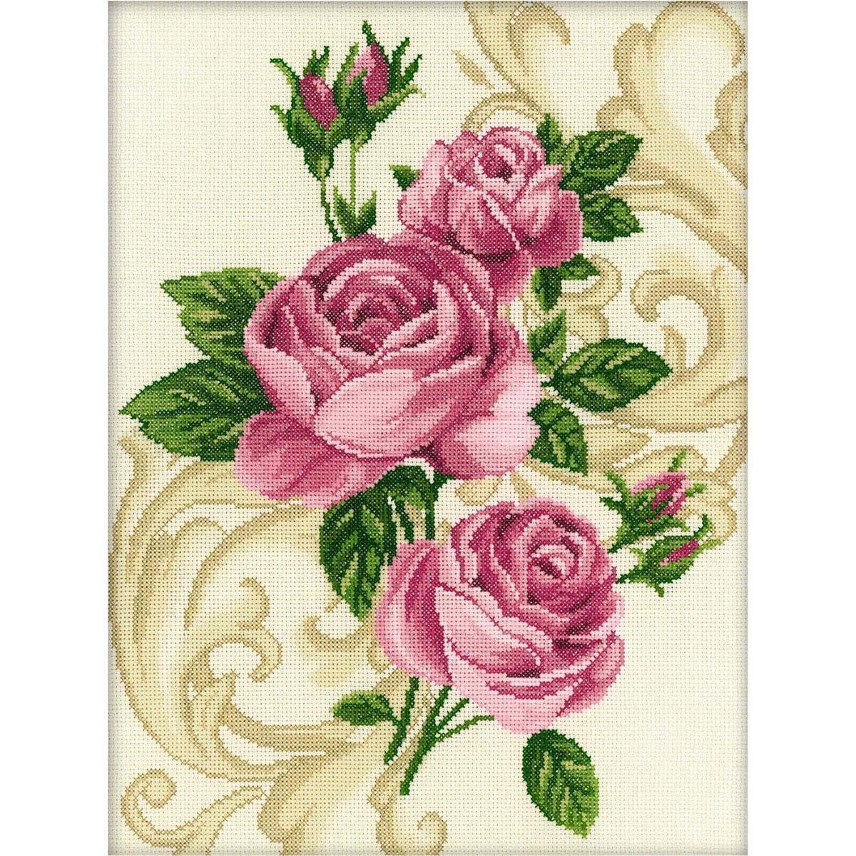 RTO Kreativset RTO Kreuzstich Set "Ornament-Rosen" M257, Zählmuster, 27x36 cm, (embroidery kit by Marussia)