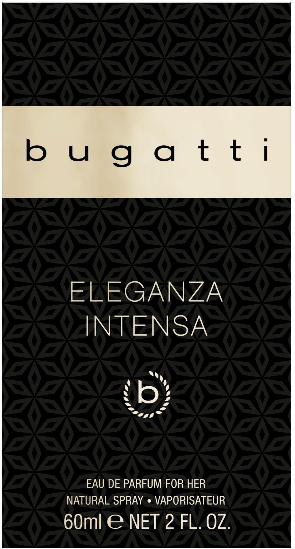 bugatti Eau de Parfum Eleganza Intensa EdP 60 ml, Blumiger Damenduft mit Himbeere, Mandarine, Jasmin und Amber.