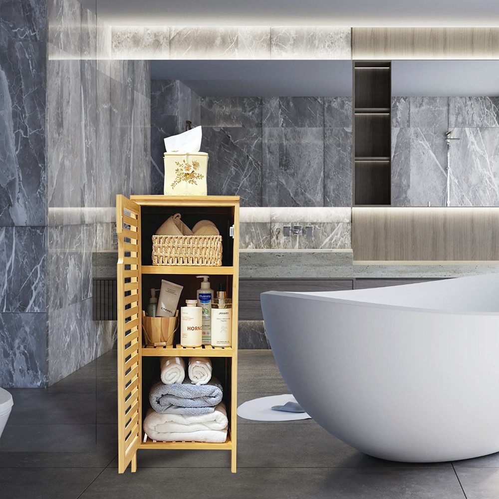 WAOHO Badkommode Badezimmerschränke aus Bambus,Badkommode,Küchenschrank,Sideboard – Bild 5 von 5