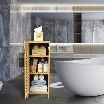 WAOHO Badkommode Badezimmerschränke aus Bambus,Badkommode,Küchenschrank,Sideboard
