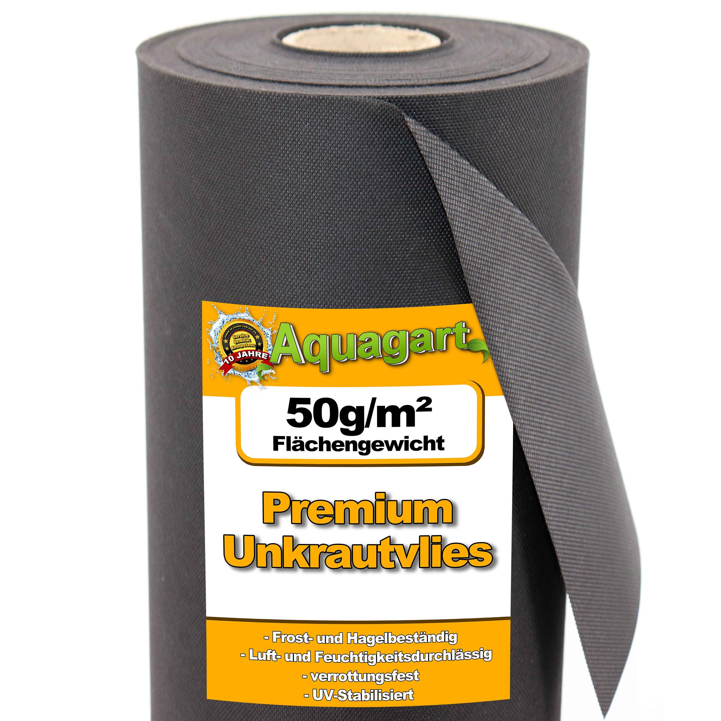 Aquagart Unkrautvlies 10m² Gartenvlies Unkrautvlies Mulchvlies Vlies 50g 1,6m breit, (1-St)
