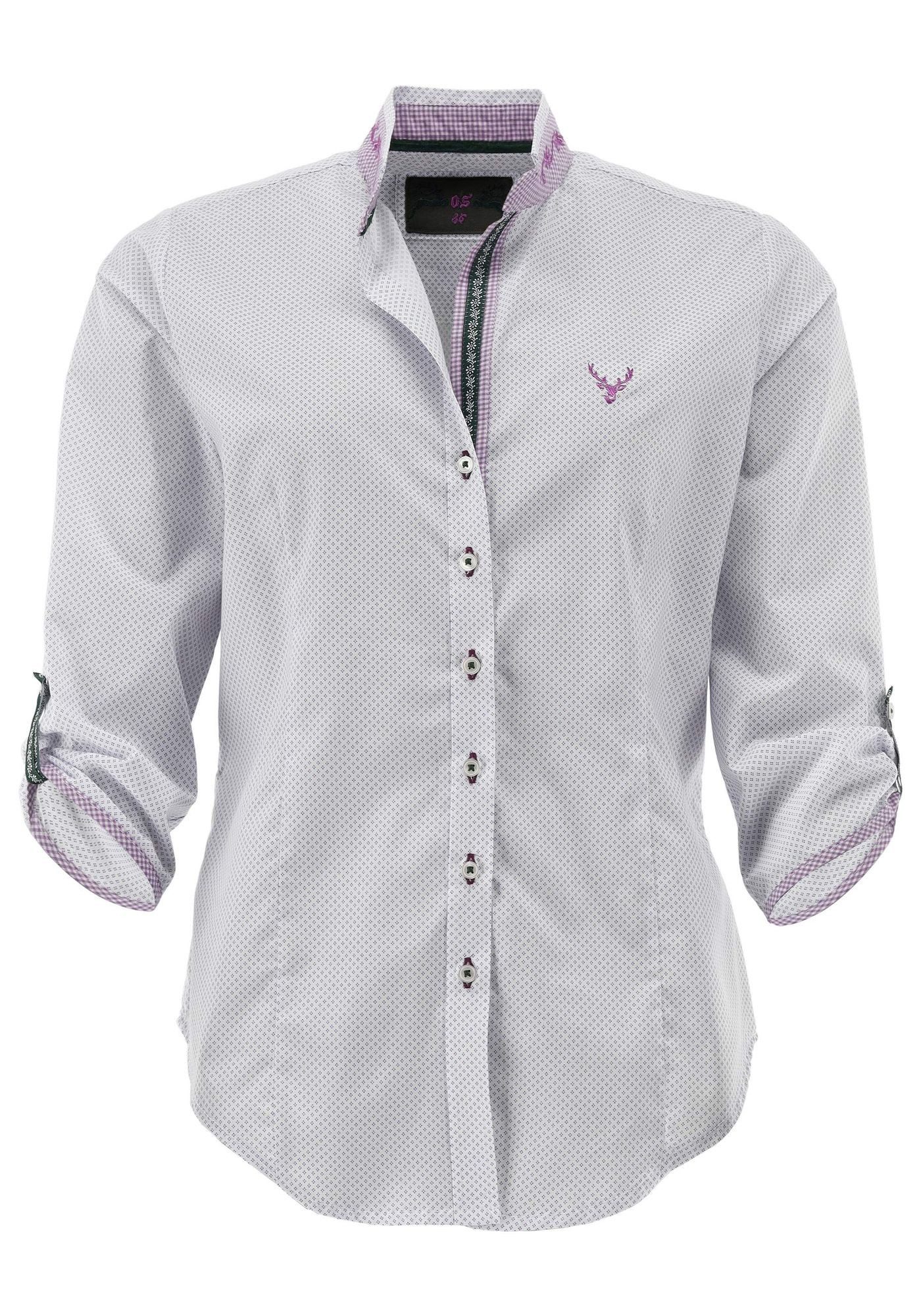 OS Trachten Trachtenbluse Brocu Tailliert, Stehkragen, Stickerei auf Kragen günstig online kaufen