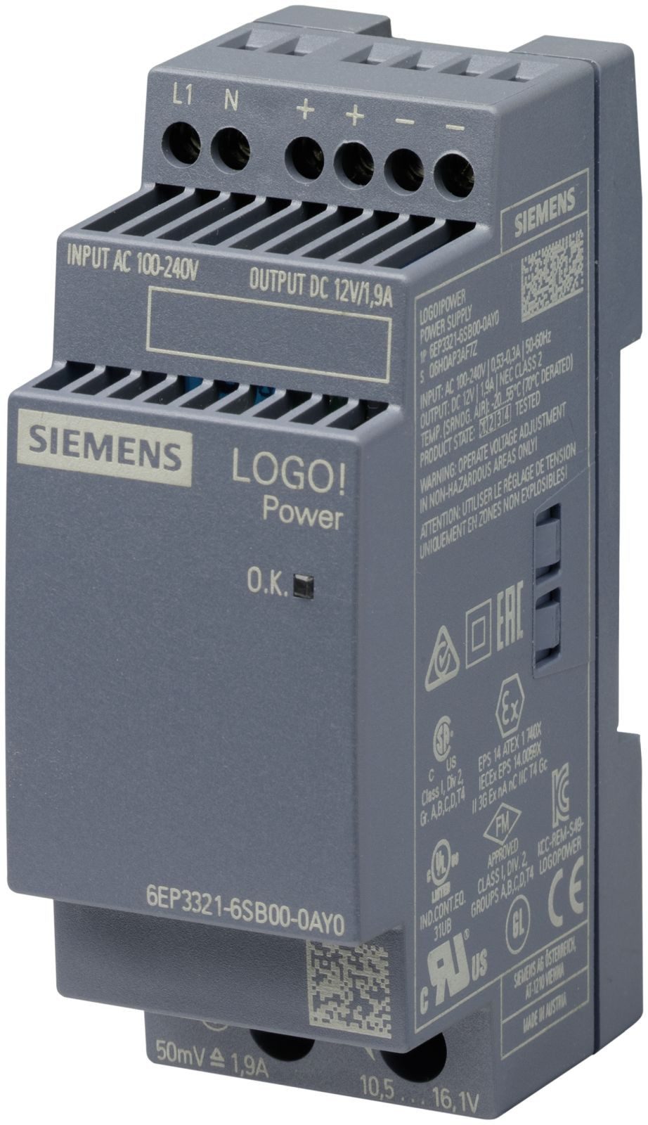 SIEMENS 6EP3321-6SB00-0AY0, Indoor, Mehrfarben, Österreich, 140 g, 67 mm, 56 m Netzteil