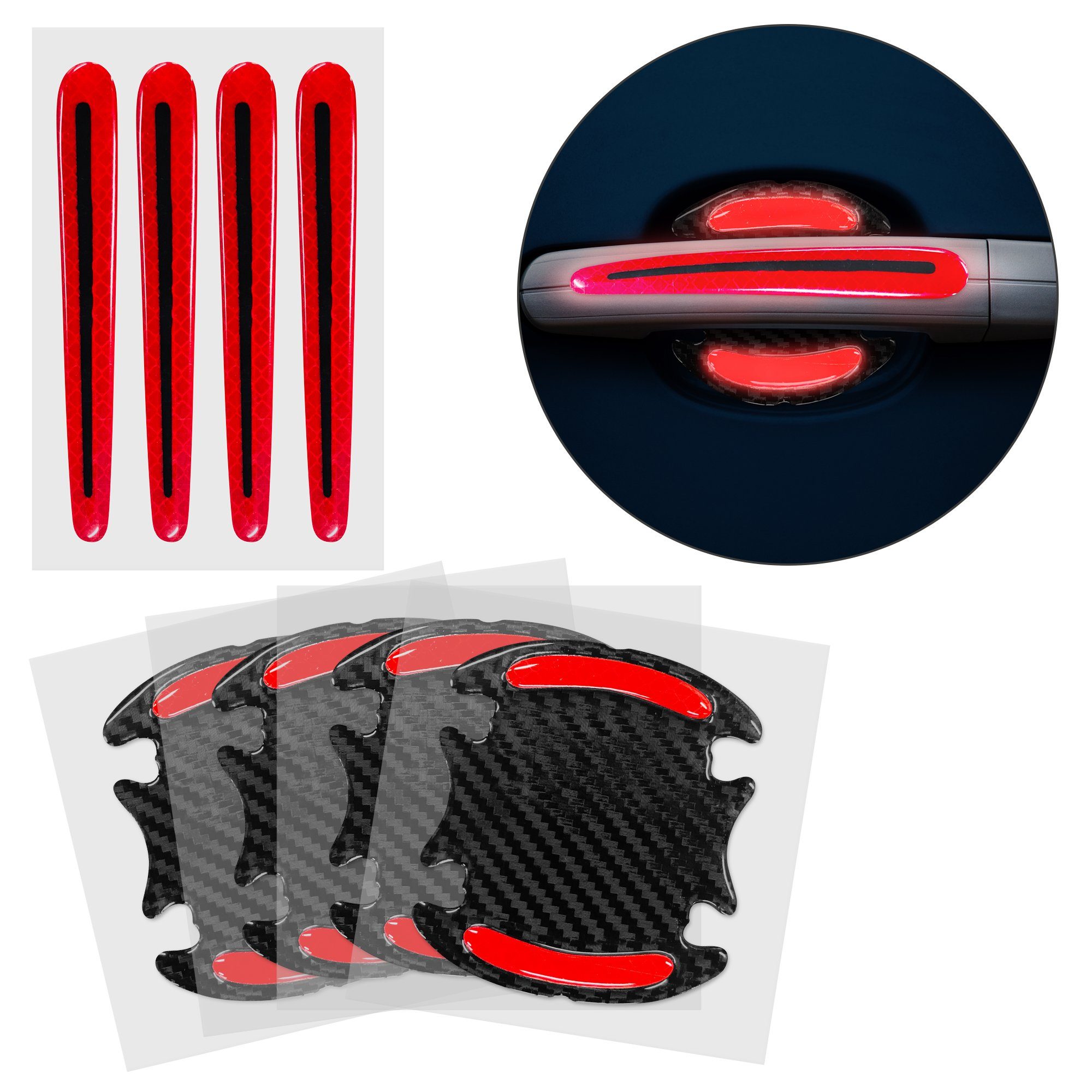 kwmobile Schutzfolie 8x Universal Auto Türgriff Lackschutzfolie, (8-St), Folie selbstklebend Schutzfolie Griffmulden und Griff 9,1 x 8,3 + 13 x