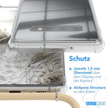 EAZY CASE Handykette Kette Clips Schwarz für Samsung Galaxy S10 Plus 6,4 Zoll, Handykordel Umhängetasche für Handy Hülle durchsichtig Beige Taupe