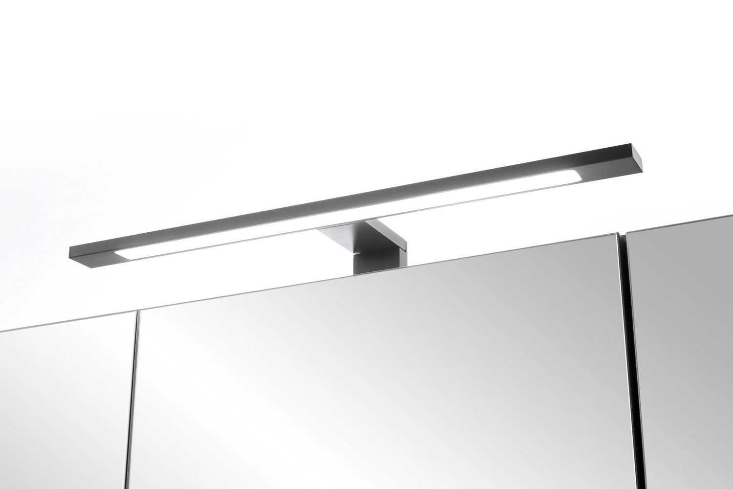 Spiegel LED-Aufsatzleuchte cm, weiß MÖBEL HELD Spiegelschrank mit / | H B MERAN, Korpus Weiß, 64 x weiß Front 60 cm