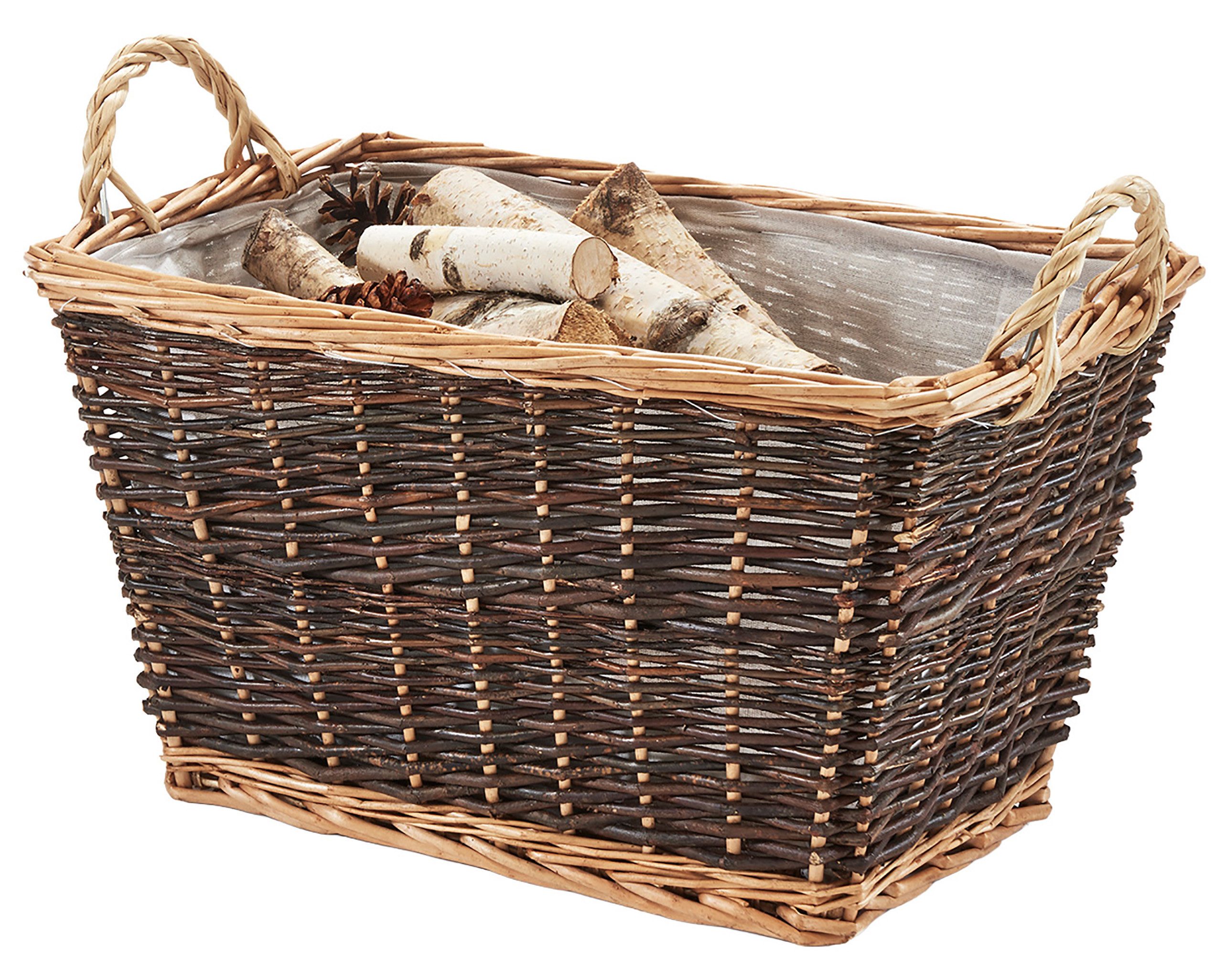 Kobolo Kaminholzkorb Holztrage Holzkorb für Kaminholz Weide mit Leinenstoff und Henkel, (Einzelstück, 1 St., 1 Stück)