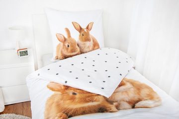 Kinderbettwäsche Herding Bettwäsche mit Kaninchen 135 x 200cm 100%Baumwolle, Herding