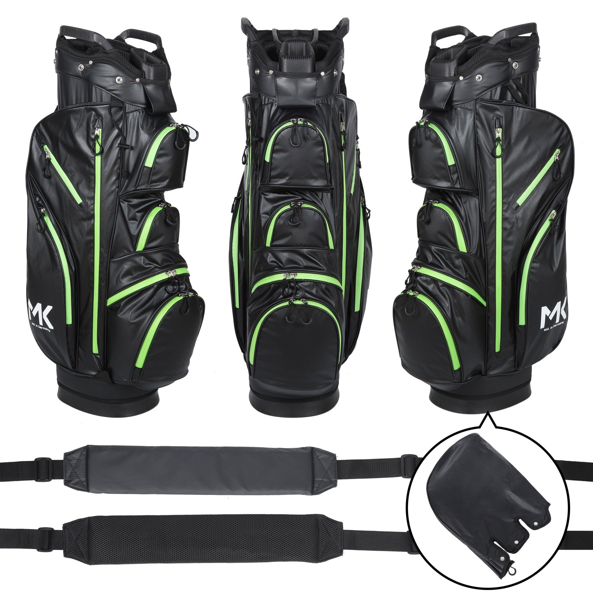 MK Golf Golftrolley Equipment - wasserdicht Trolleybag Golfbag Golftasche, Solid Tour + MK Grün Golf