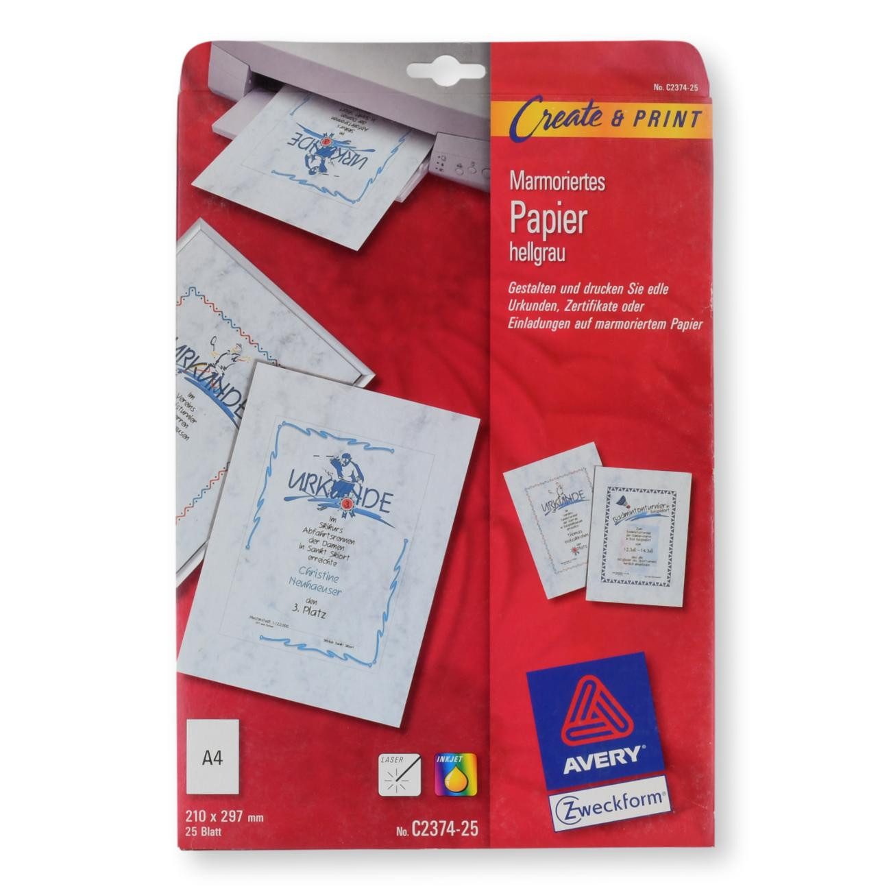 Avery Zweckform Druckerpapier Marmoriertes Бумага hellgrau A4