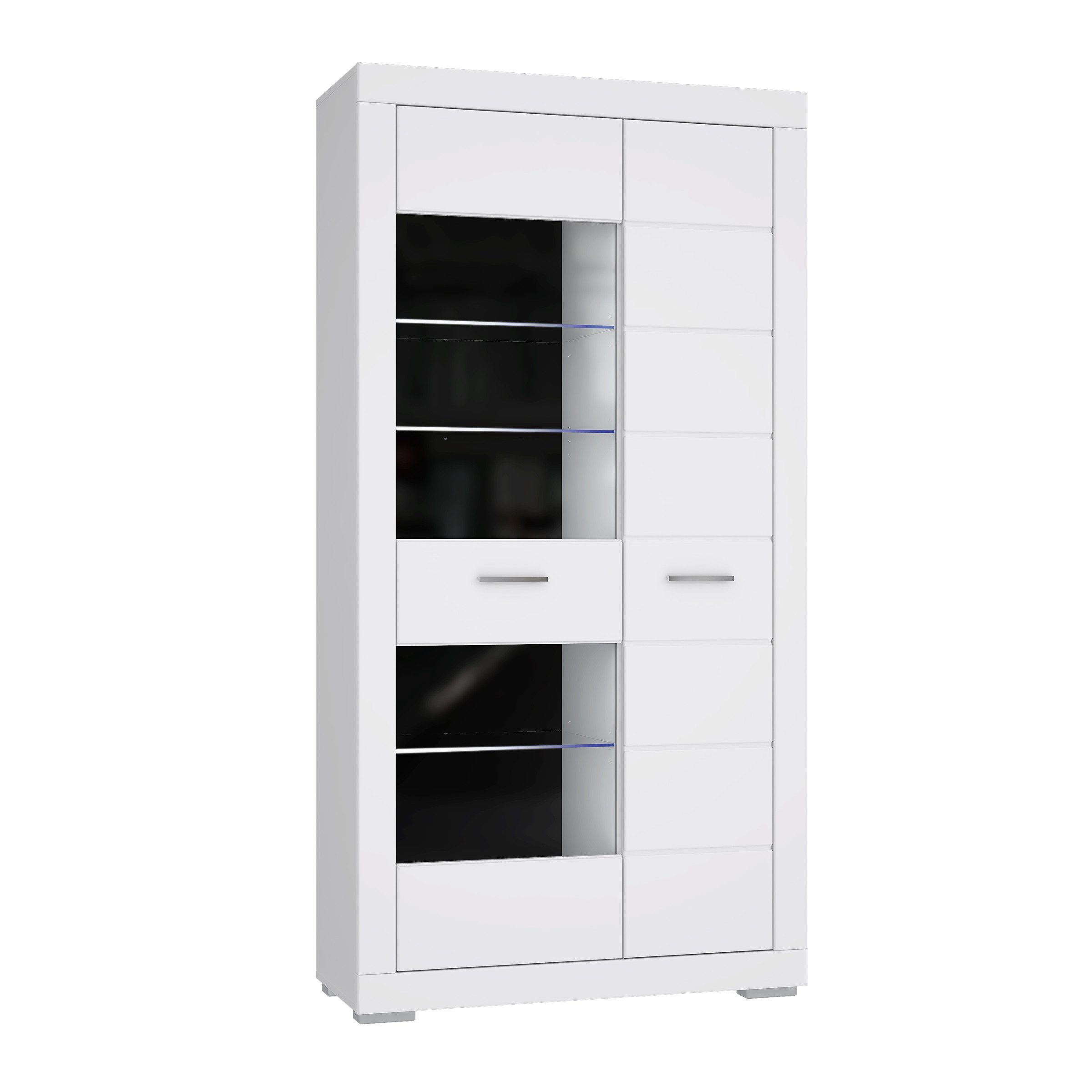 freiraum Vitrine SNOW 2 Türen, 1 verglast, in weiß - 101x198,5x41,4cm (BxHxT)