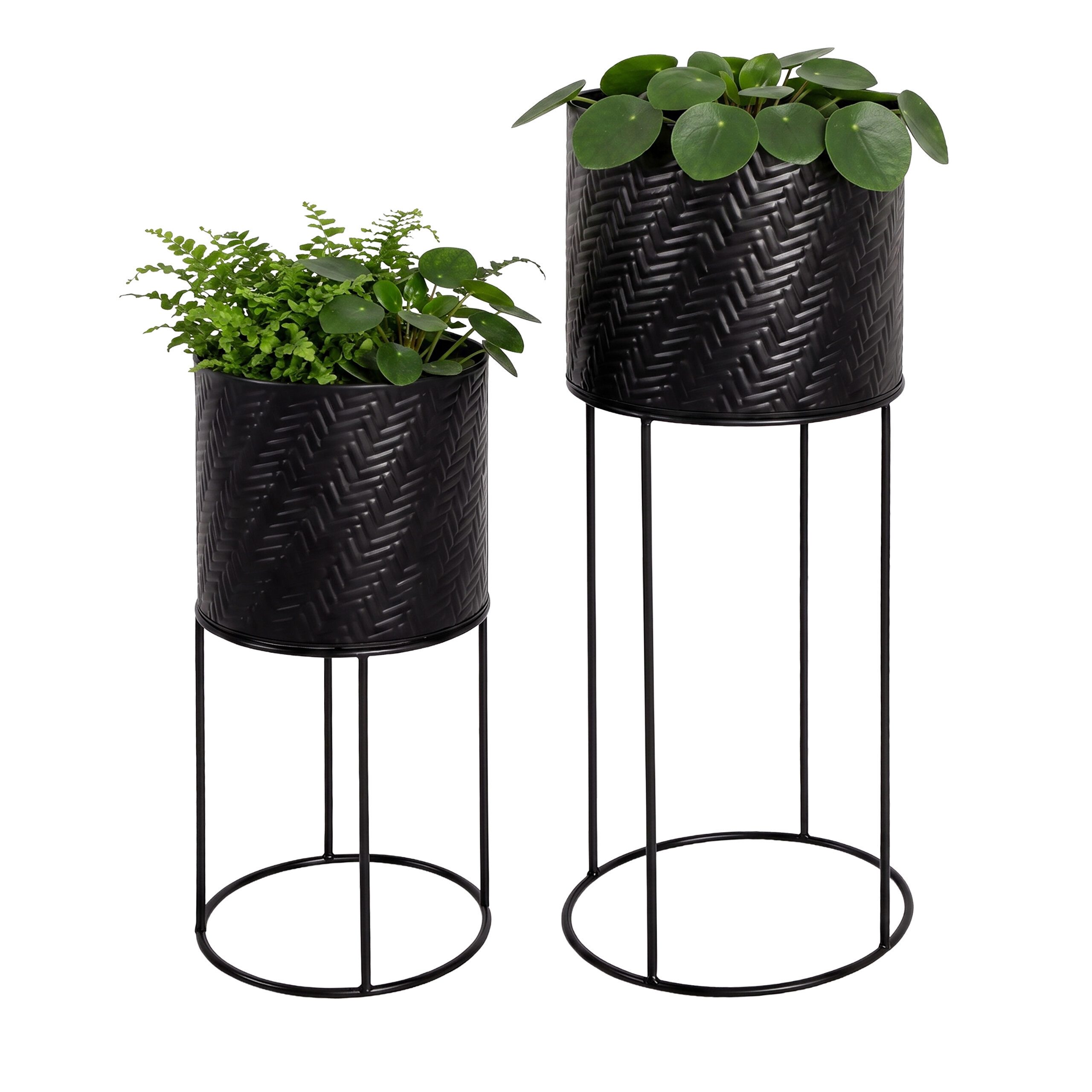 relaxdays Blumenständer Metall Blumenständer 2er Set (2 St), schwarz
