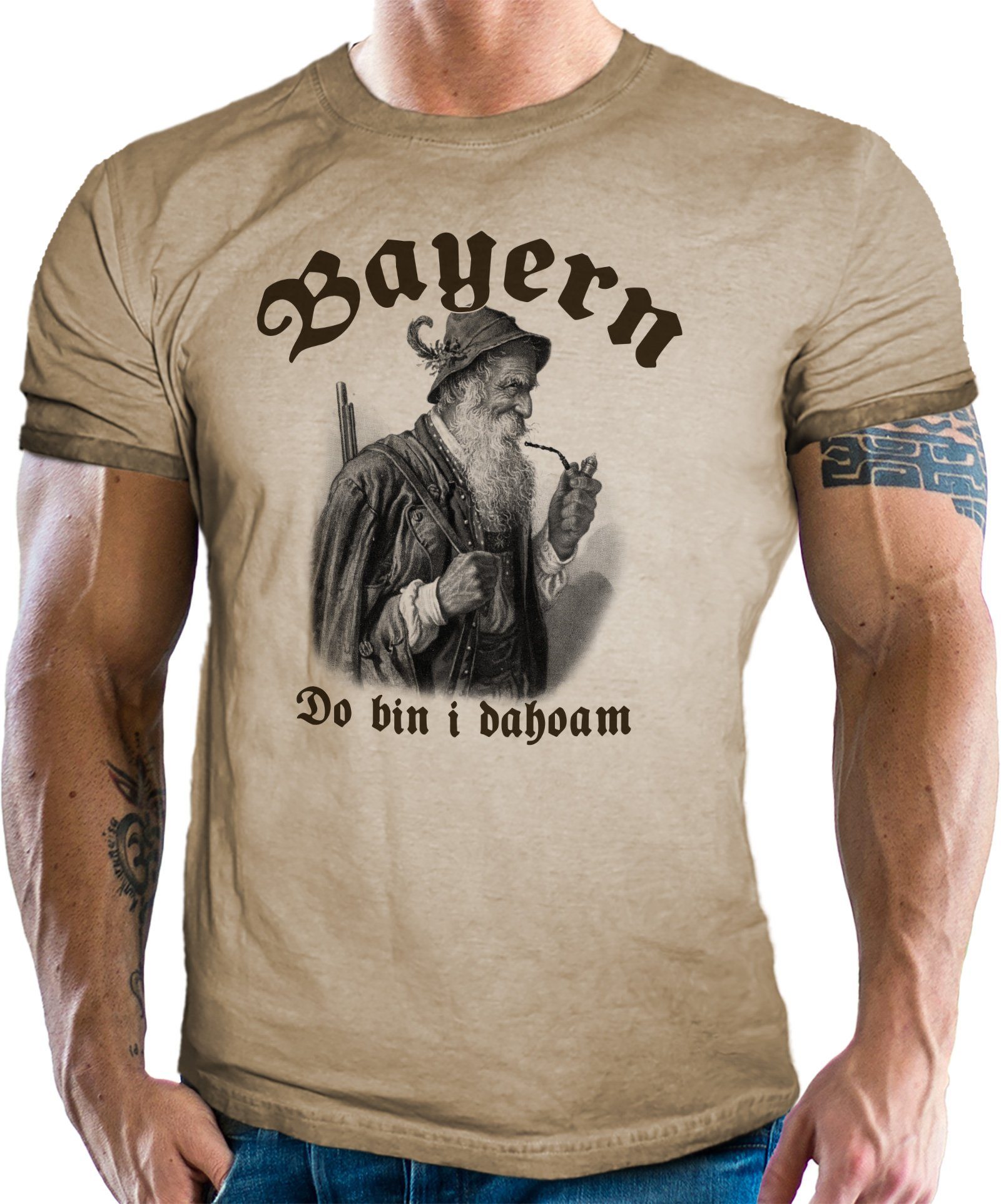 i Do T-Shirt Dahoam LOBO NEGRO® Used im Bayern Trachten - für bin Fans Retro Vintage Look