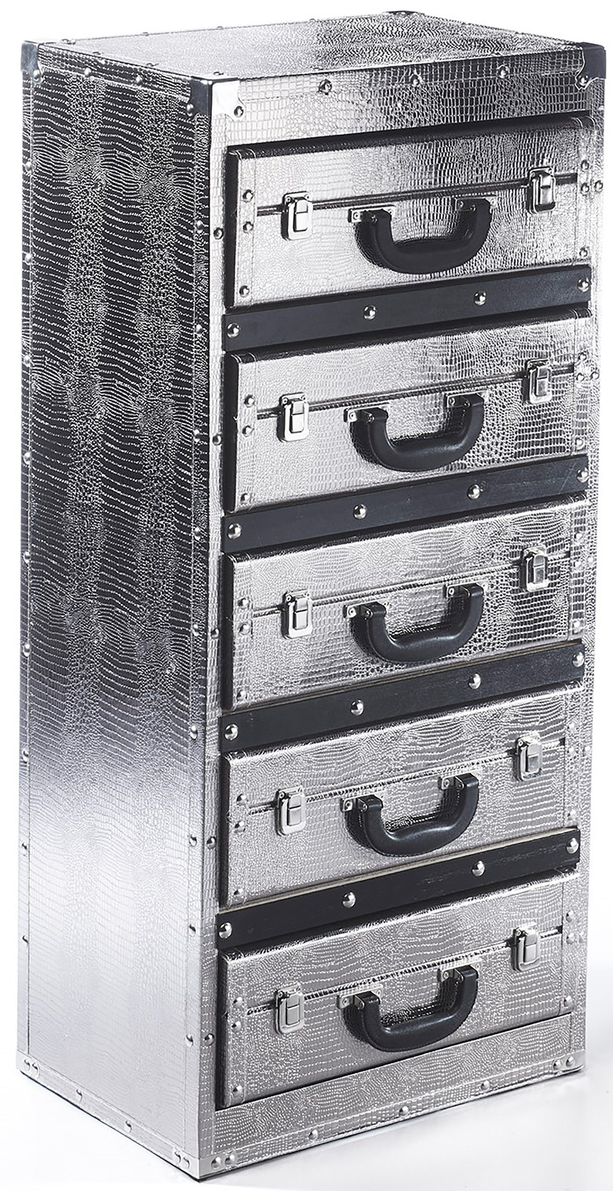 Kofferoptik Fächer Kommode - 5 in Kobolo - Regal Silber