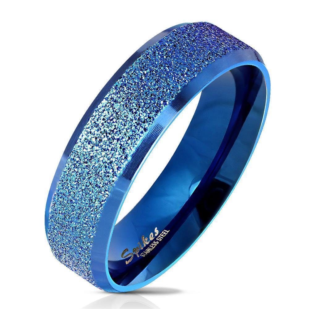 BUNGSA Fingerring 54 (17.2) blau Ring sand-gestrahlt abgerundete aus Edelstahl Unisex (Ring, 1-tlg), Damen Herren