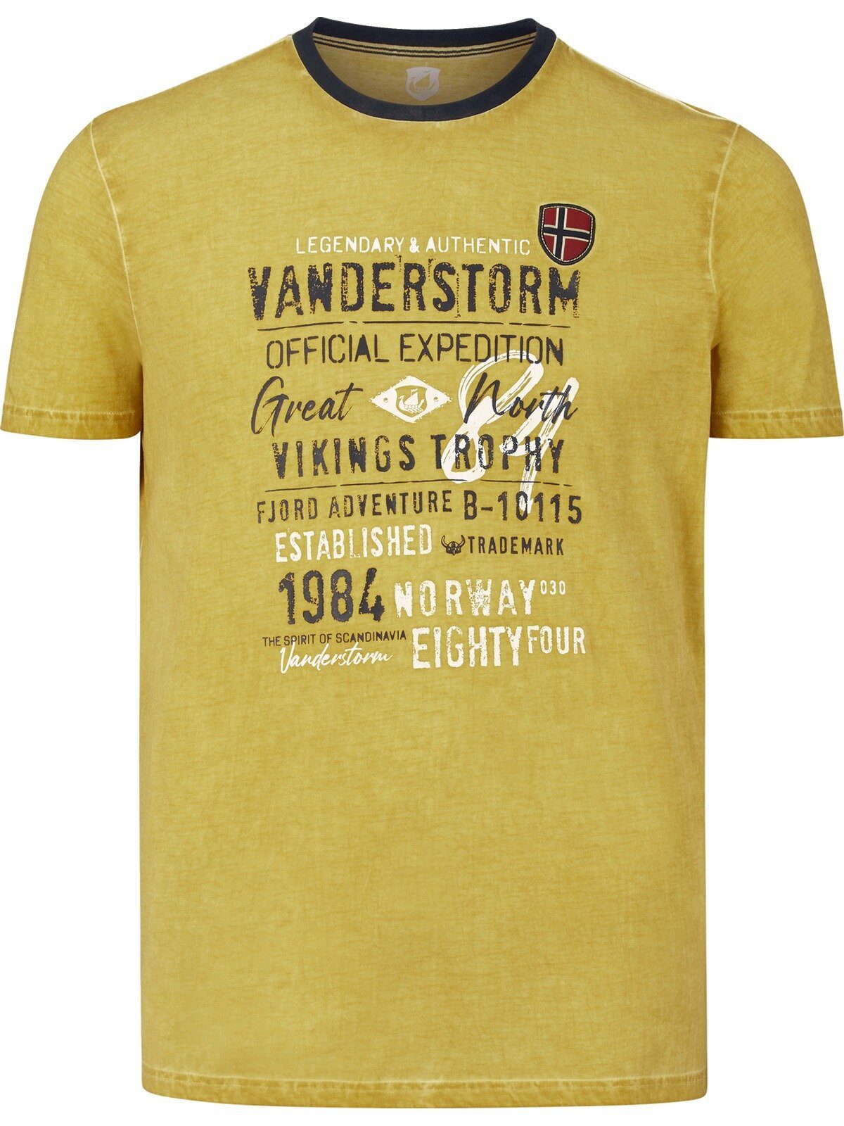 Jan Vanderstorm T-Shirt Unikat durch oil-dyed gelb Färbung EELI
