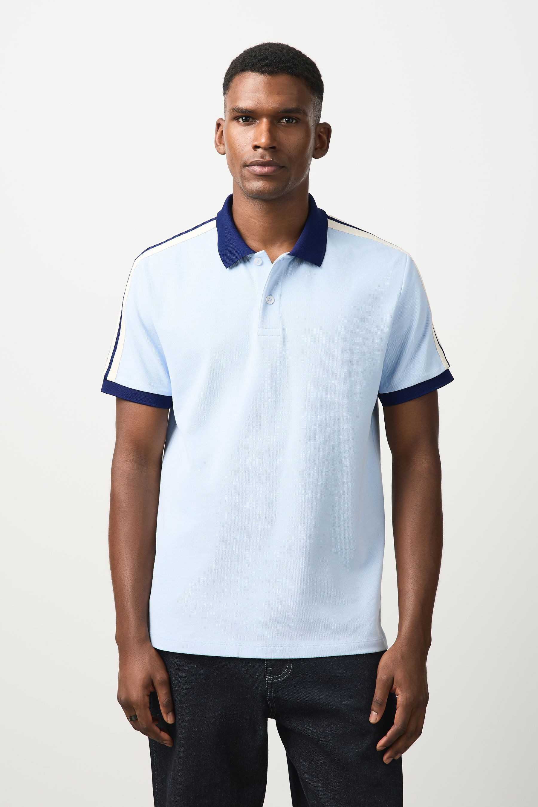 Next Poloshirt Piqué-Poloshirt mit Armstreifen (1-tlg)