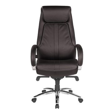 Kijng Holzkiste Throne Braun Leder - Ergonomischer Bürostuhl Schreibtischstuhl Sessel (Kein Set)