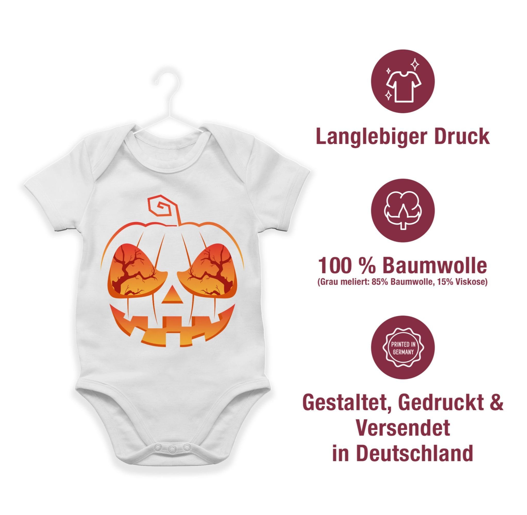 Gesicht Kürbis 2 Weiß Shirtracer Kürbis Kostüme für Kürbiskostüm Halloween Shirtbody Verkleidung Baby