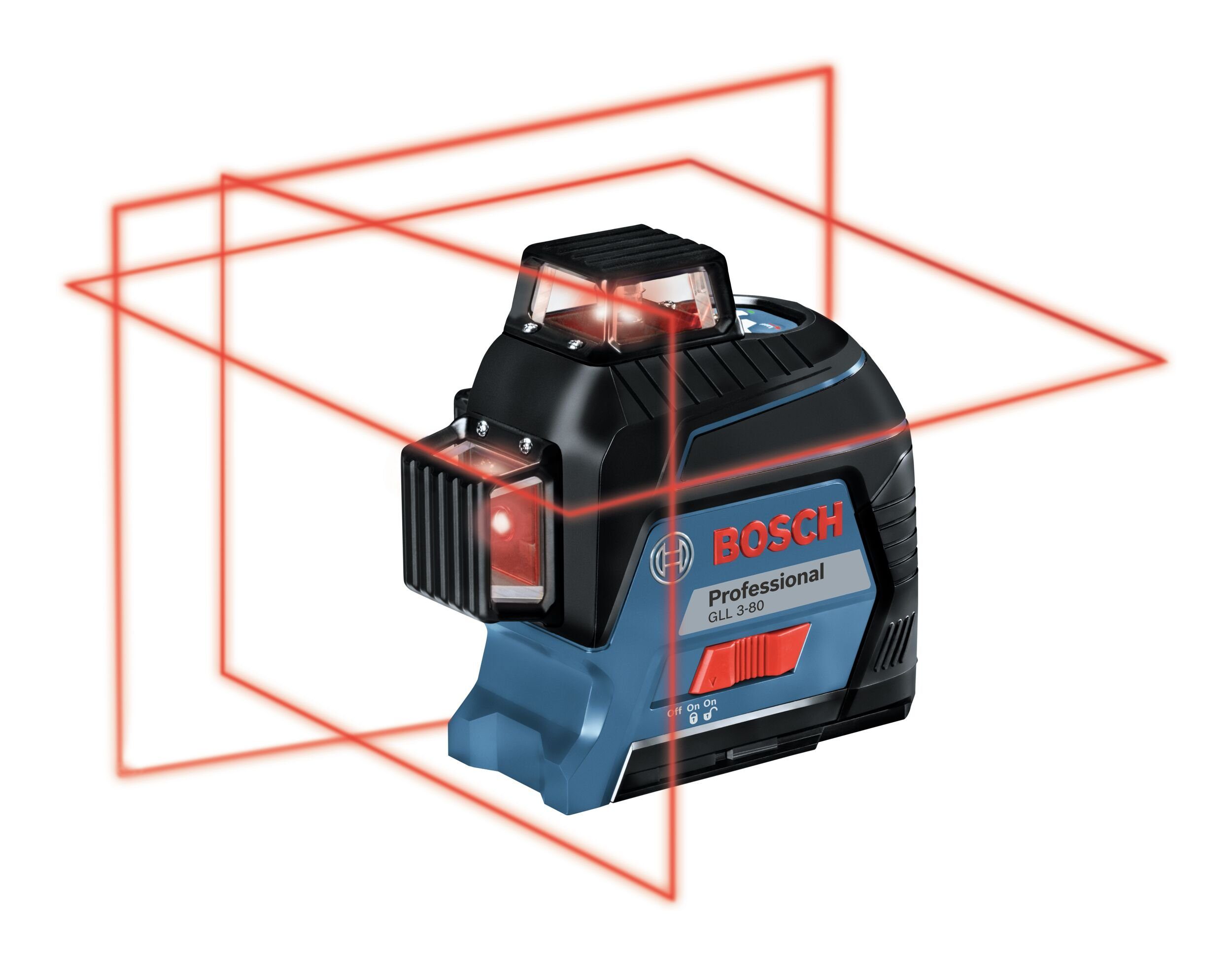 Bosch Professional Punkt- und Лінійний лазер GLL 3-80, Mit 4 x 1,5 V-LR6-Batterie & Schutztasche - im Handwerkerkoffer